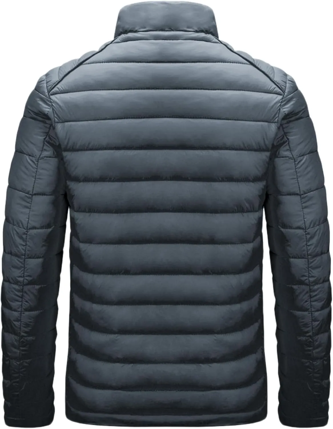 Men's Down Jackets & Coats No Hood Waterproof Full Zip Up Winter Warm Down Jacket Quilted Insulated Puffy Jackets