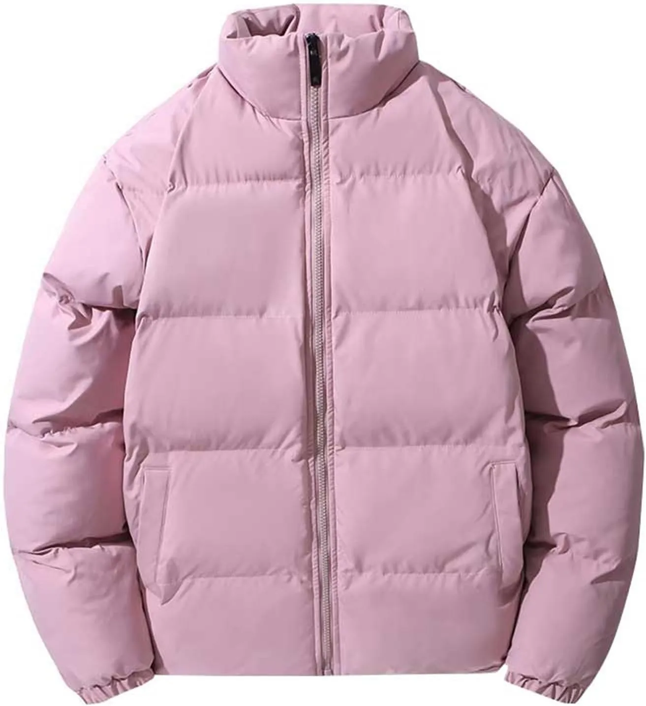 Men's Down Jackets & Coats No Hood Waterproof Full Zip Up Winter Warm Down Jacket Quilted Insulated Puffy Jackets