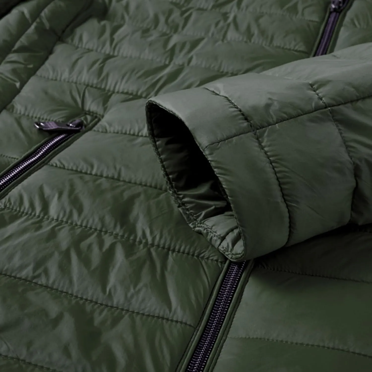 Men's Down Jackets & Coats No Hood Waterproof Full Zip Up Winter Warm Down Jacket Quilted Insulated Puffy Jackets
