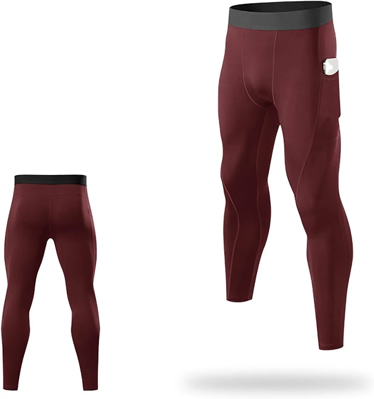 Mens Gym Pants Seamless High Waist Elastic Stretchy Workout Running Gym Leggings Sports Compression Pants with Pockets
