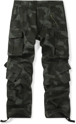 Men's Hiking Cargo Work Pants with 8 Pockets for Casual Army Combat Tactical