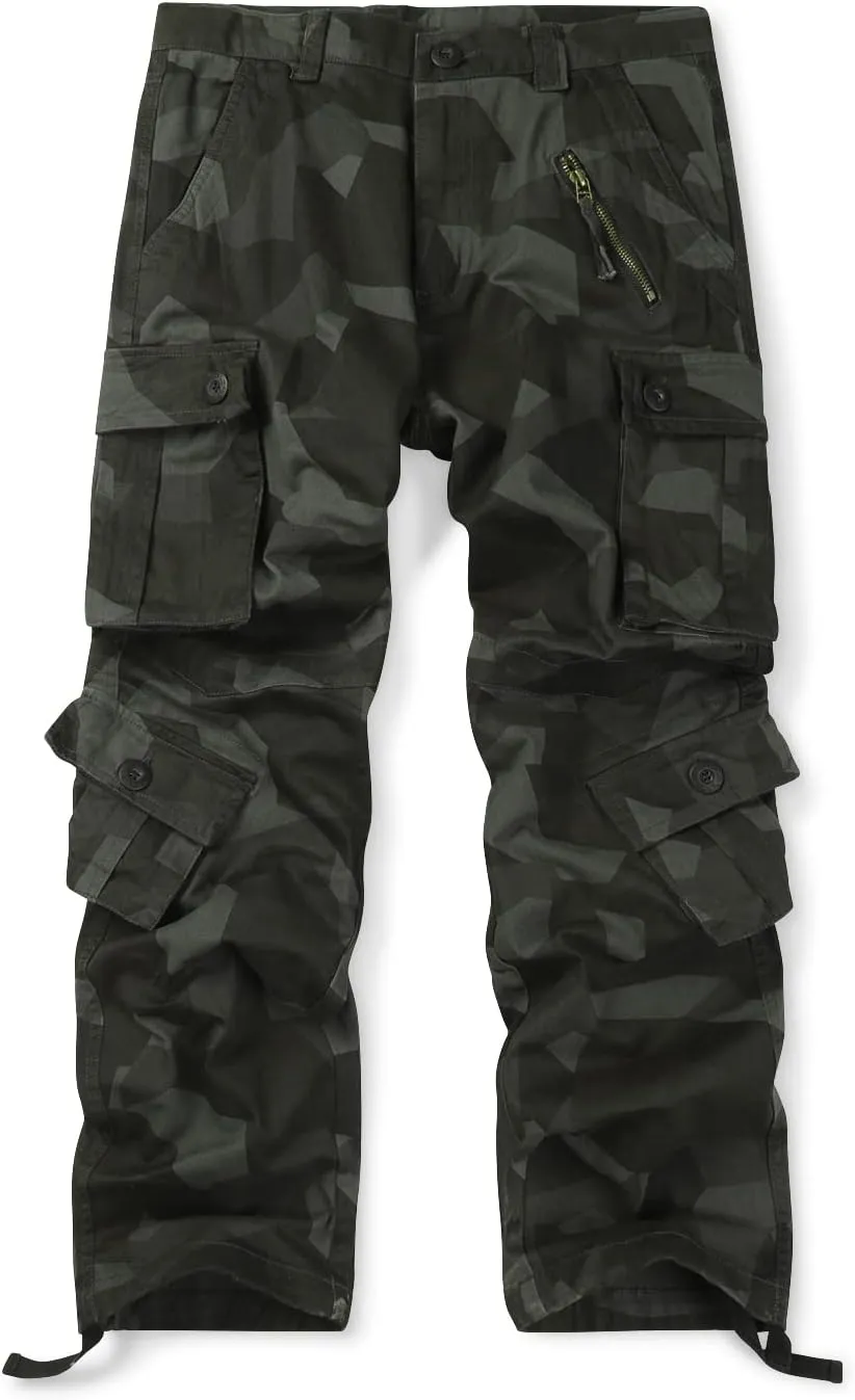 Men's Hiking Cargo Work Pants with 8 Pockets for Casual Army Combat Tactical