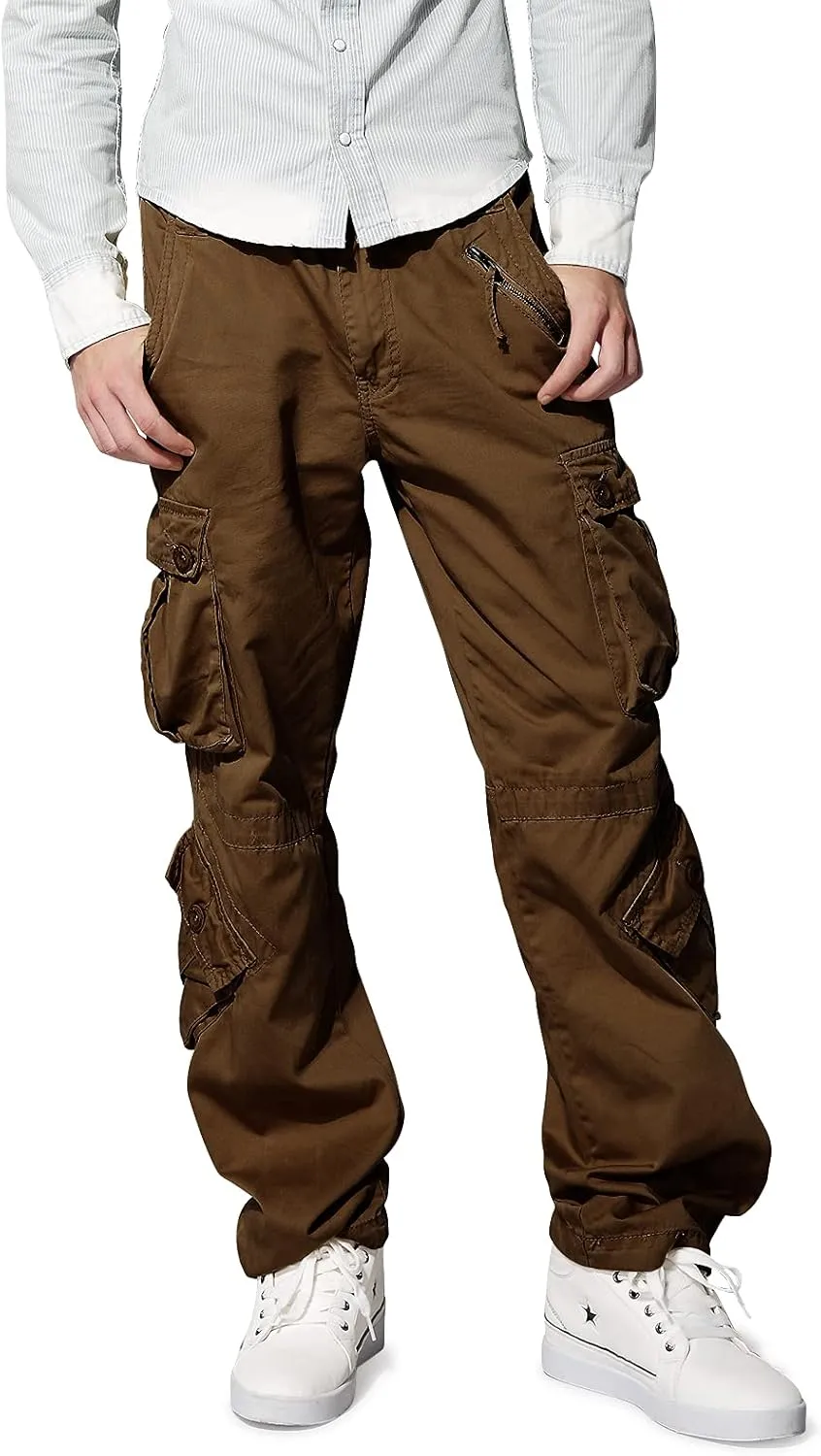 Men's Hiking Cargo Work Pants with 8 Pockets for Casual Army Combat Tactical
