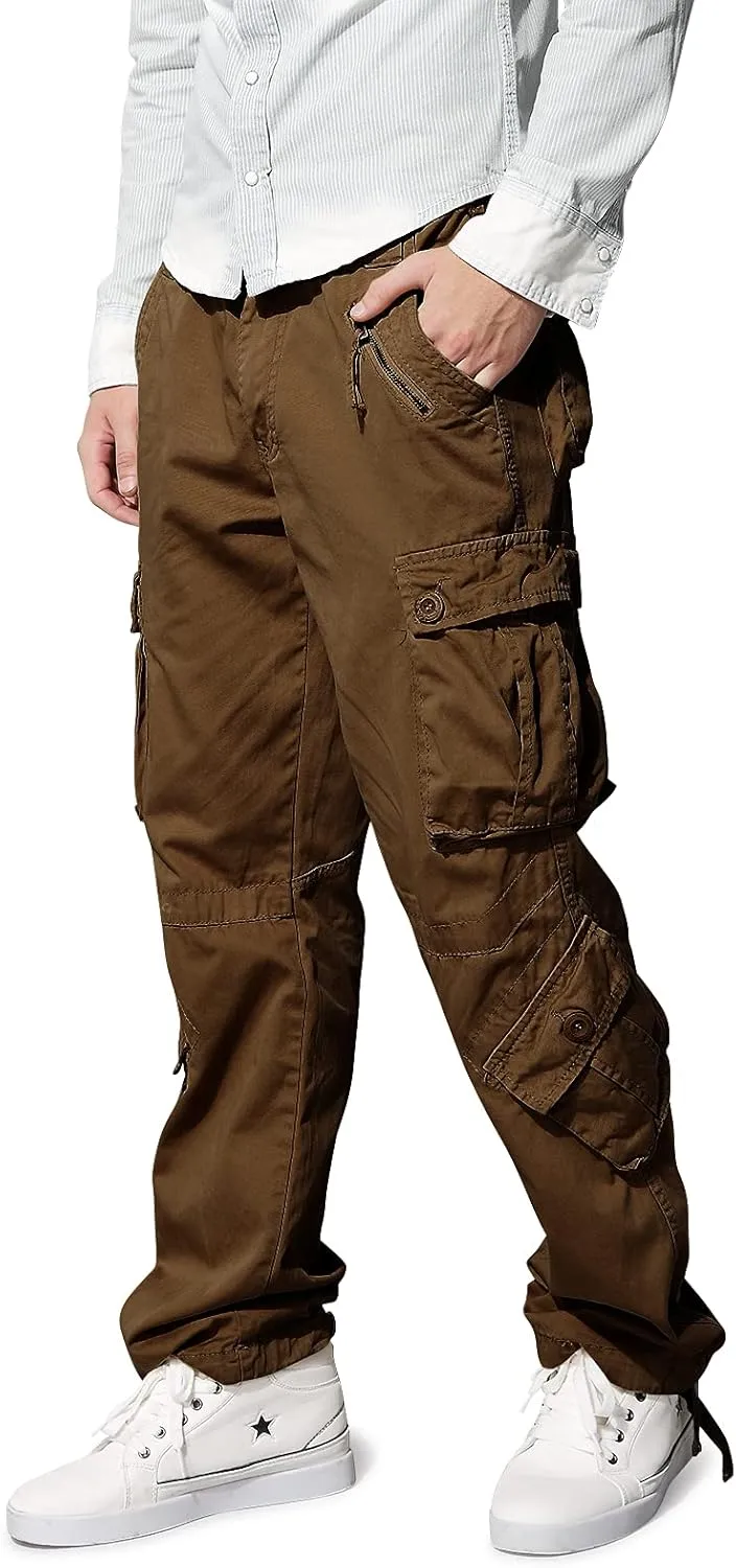 Men's Hiking Cargo Work Pants with 8 Pockets for Casual Army Combat Tactical