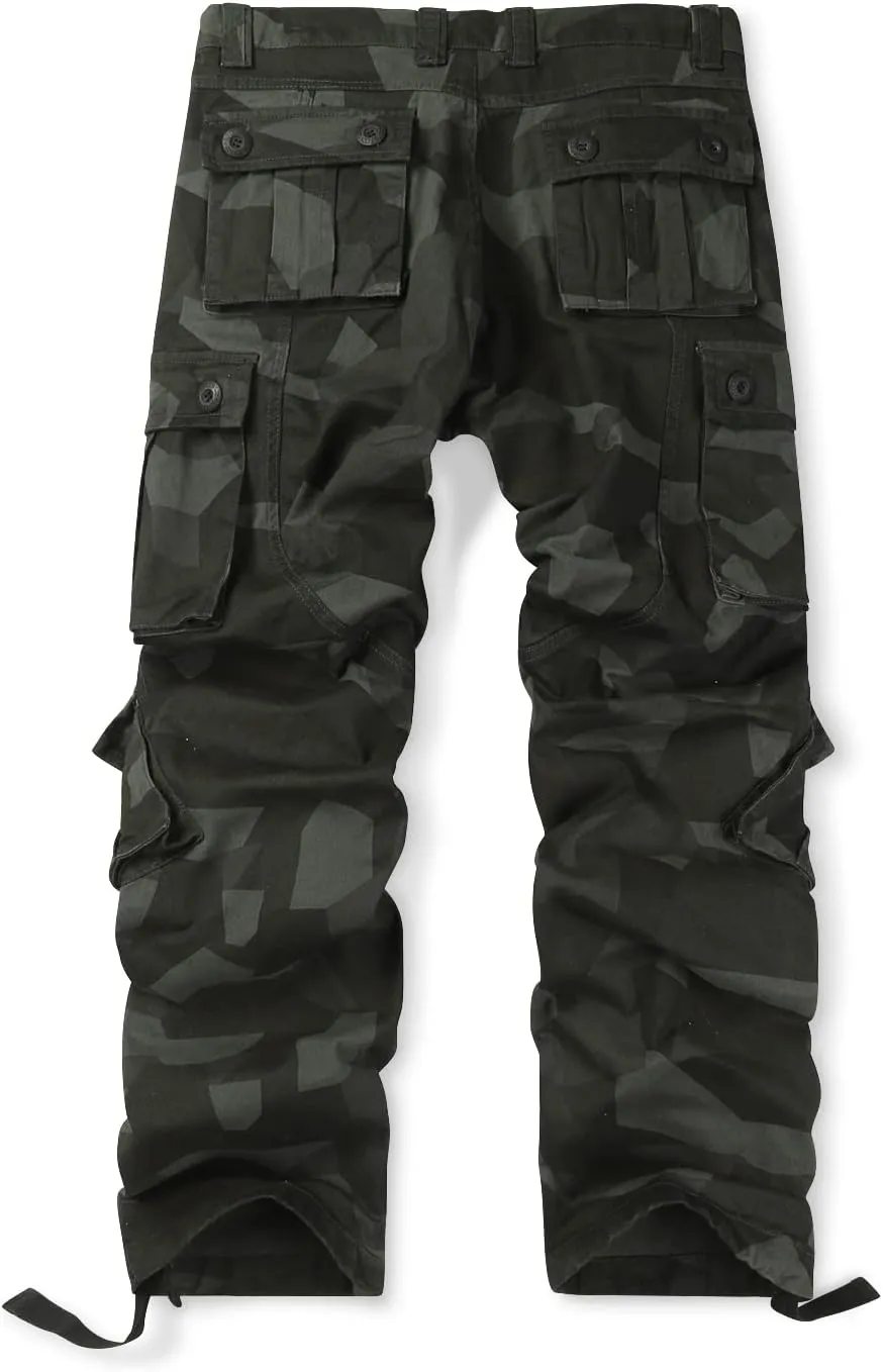 Men's Hiking Cargo Work Pants with 8 Pockets for Casual Army Combat Tactical