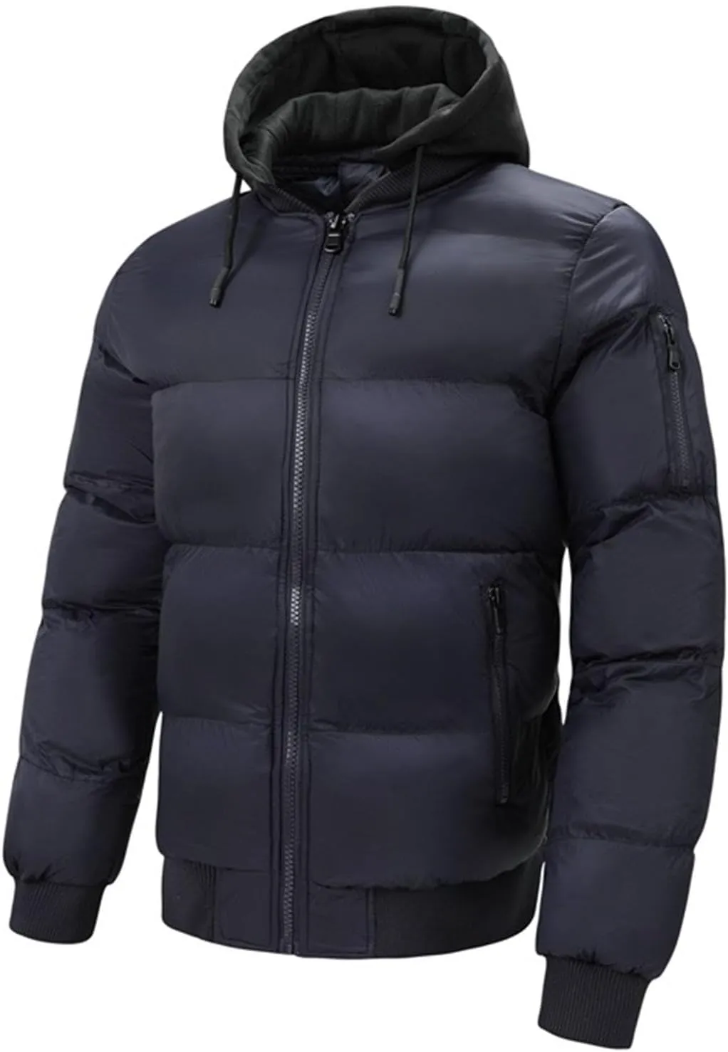 Men's Hiking Puffer Down Jacket Hooded Down Jacket Jacket Plus Size Puffer Full Zip Winter Jacket Warm Ski Coat