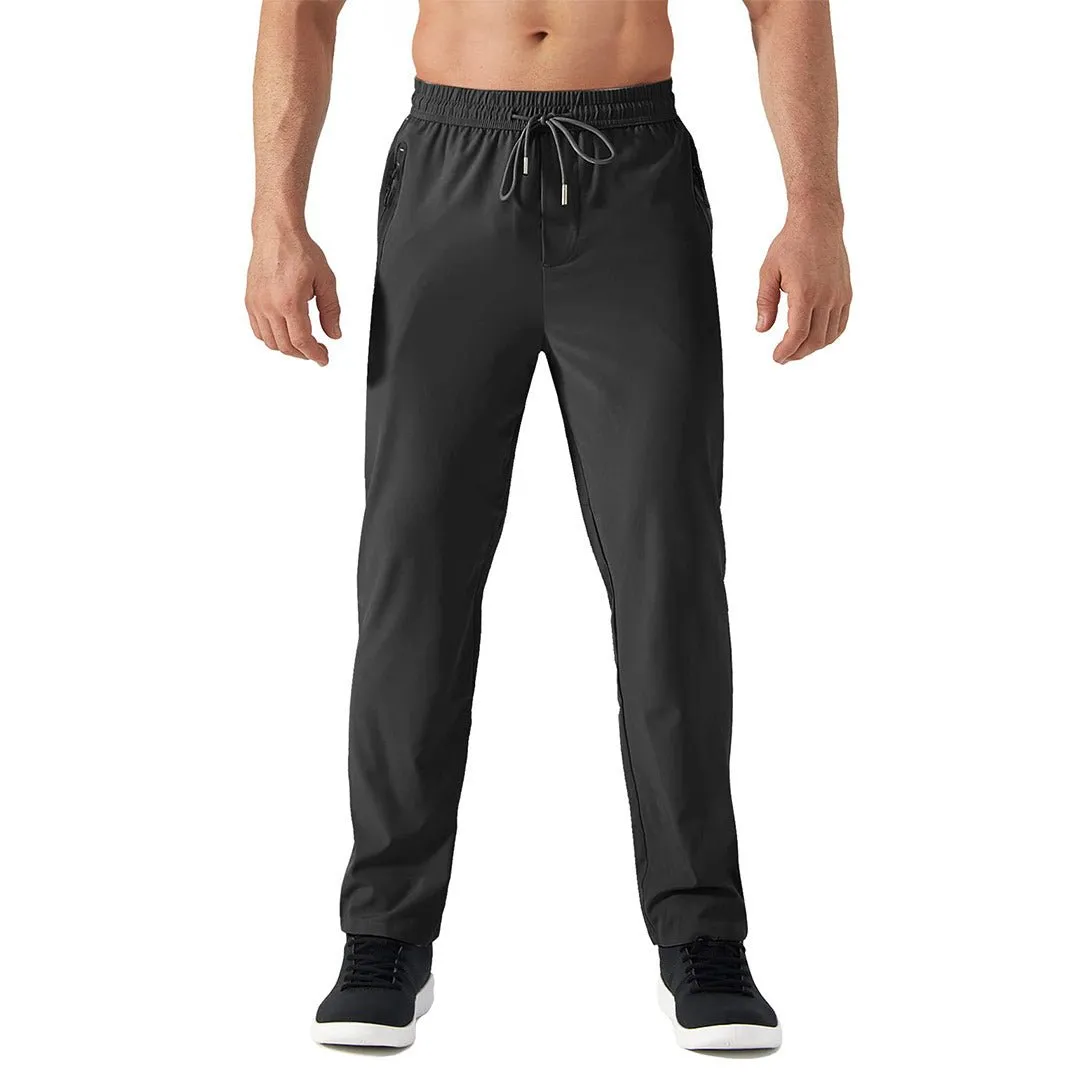 Men's Lightweight Hiking Pants Quick Dry Running Sweatpants With Zipper Pockets