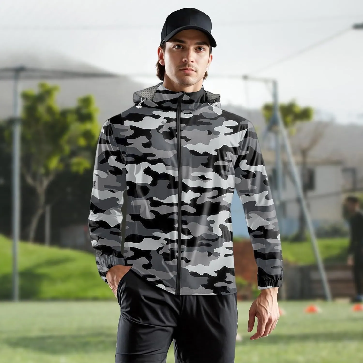 Mens Lightweight Jackets Lightweight Work Lightweight Hooded Big and Tall Sun Protection Outerwear