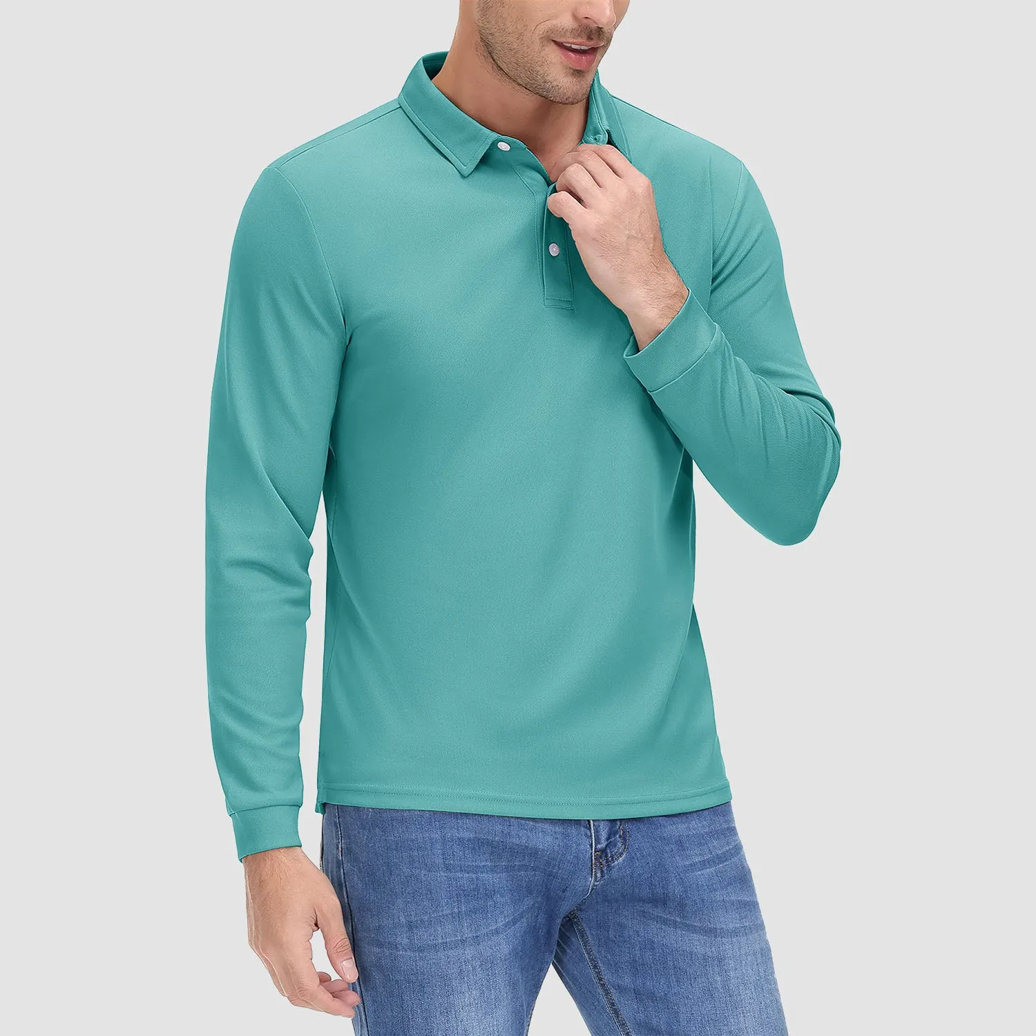 Men's Long Sleeve Polo Lands End Sun Protection Shirt Quick Dry Golf Lands End Sun Protection Shirt