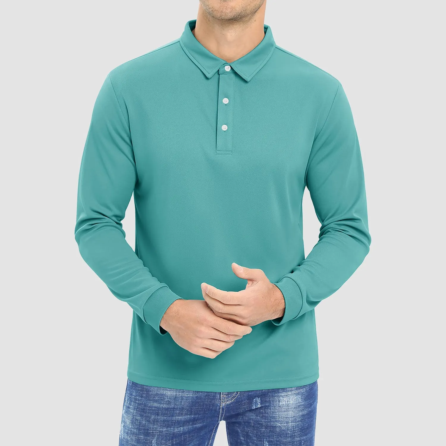 Men's Long Sleeve Polo Lands End Sun Protection Shirt Quick Dry Golf Lands End Sun Protection Shirt