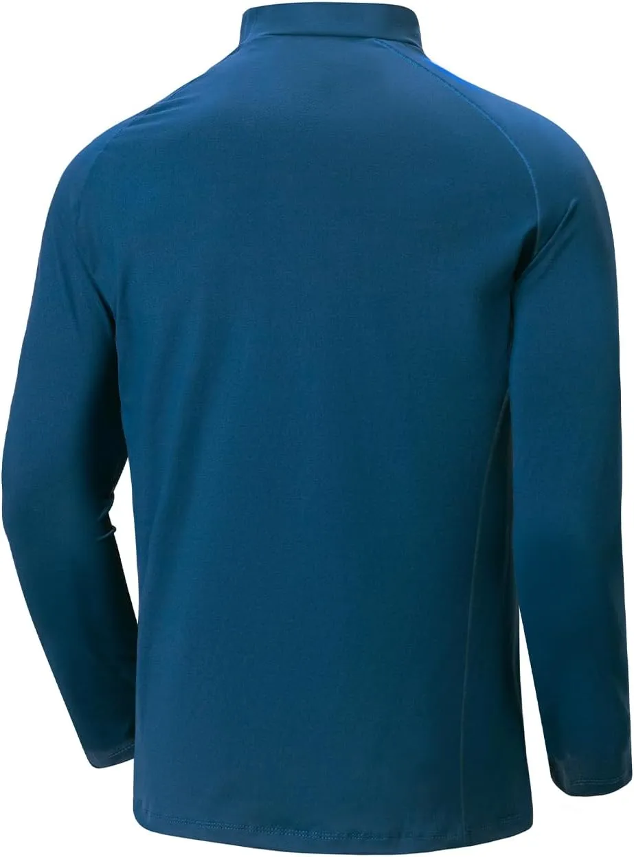 Men's Moisture Wicking Pullover Mock Neck Running Sweatshirt Long Sleeve Workout Shirts