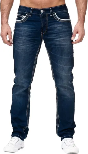 Mens Pants Jeans Relaxed Fit Loose Fit Straight Leg Jeans Comfortable Flexible Denim Pants Hip Hop Streetwear