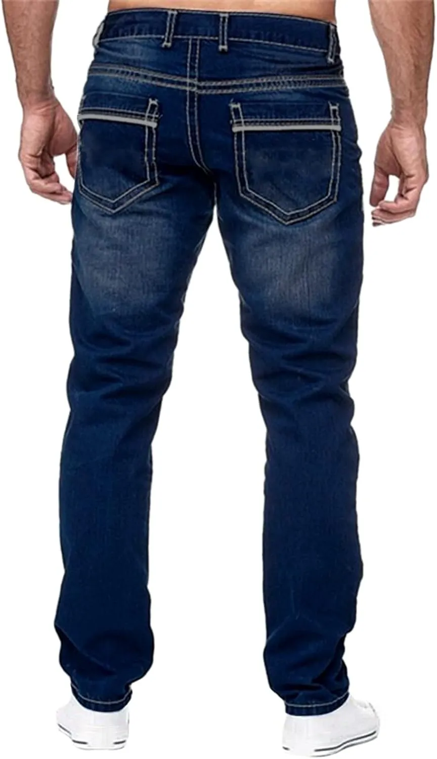 Mens Pants Jeans Relaxed Fit Loose Fit Straight Leg Jeans Comfortable Flexible Denim Pants Hip Hop Streetwear