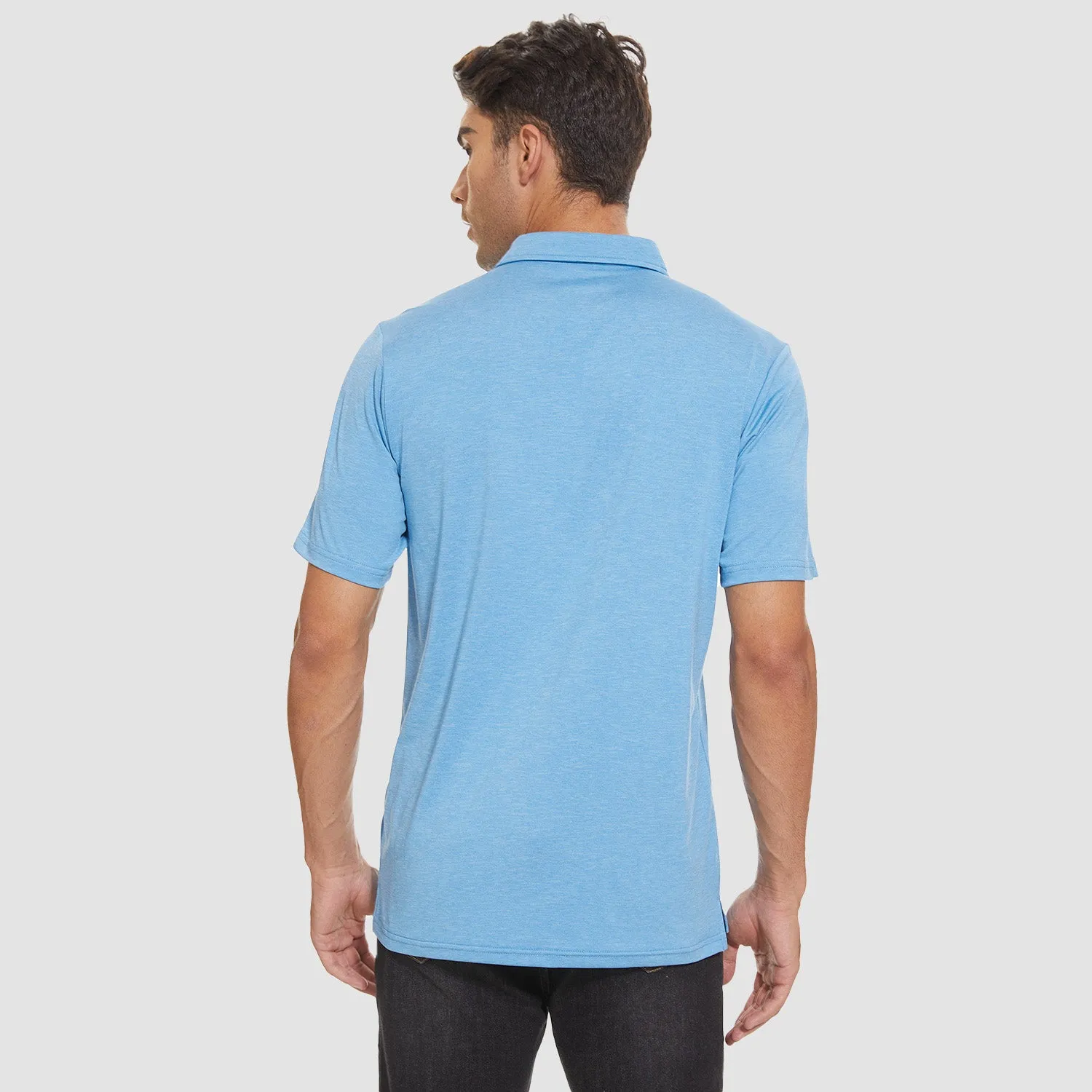Men's Polo T-Shirts 3 Button Placket Quick Dry Performance Summer Shirts Pique Jersey Golf Polo Shirt