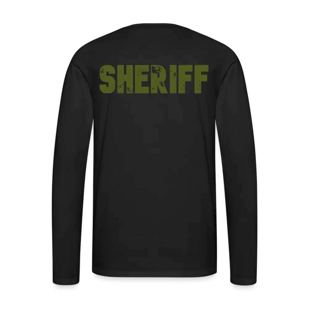 Men's Premium Long Sleeve T-Shirt - Sheriff Front & Back - OD Green