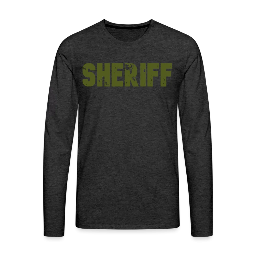 Men's Premium Long Sleeve T-Shirt - Sheriff Front & Back - OD Green