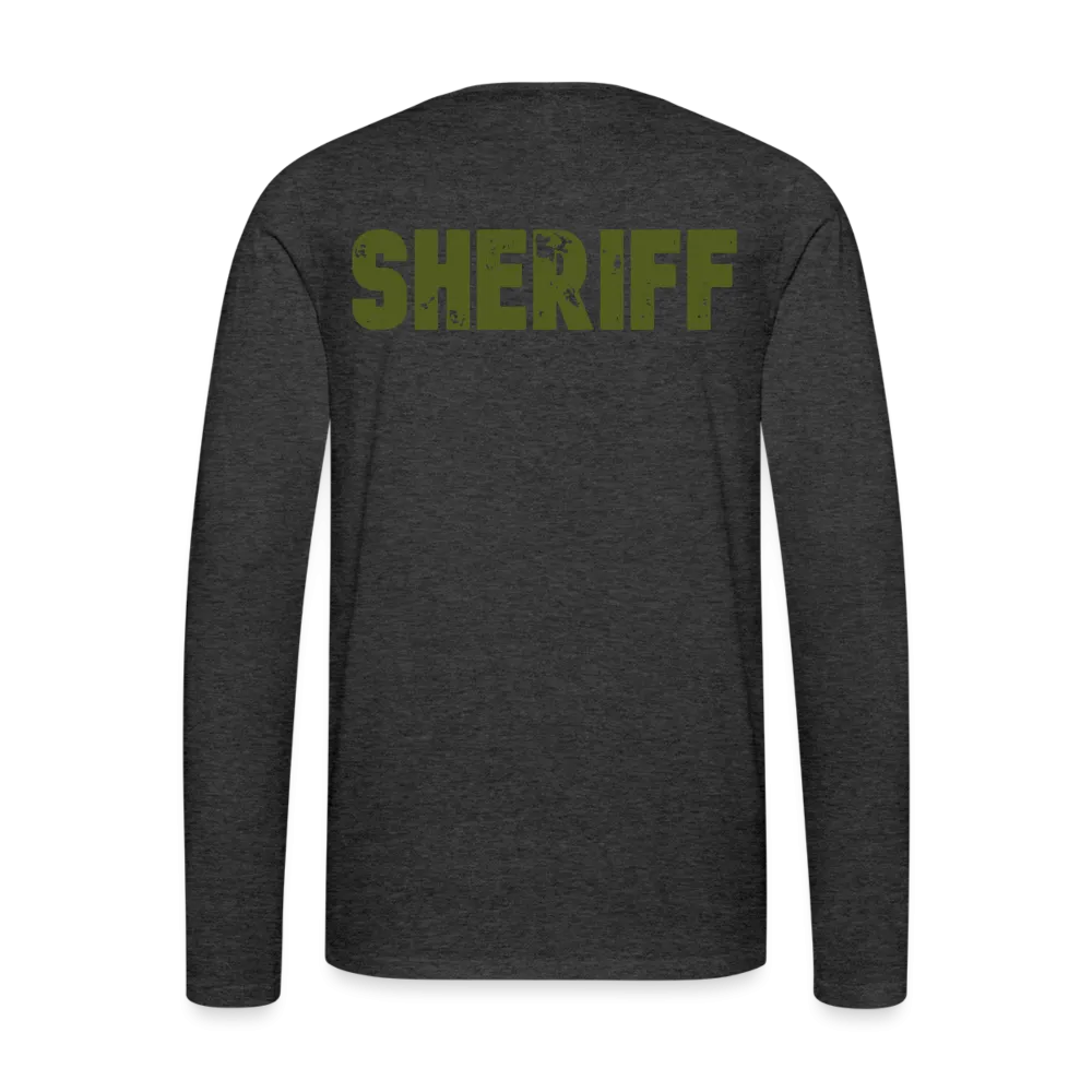 Men's Premium Long Sleeve T-Shirt - Sheriff Front & Back - OD Green