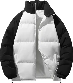 Men's Puffer Down Jacket 2024 Trendy Lightweight Puffy Jacket Full Zipper Warm Winter Down Coat Outwear with Pockets