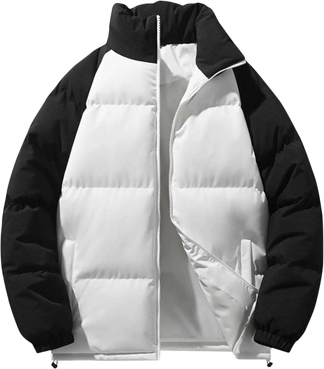 Men's Puffer Down Jacket 2024 Trendy Lightweight Puffy Jacket Full Zipper Warm Winter Down Coat Outwear with Pockets
