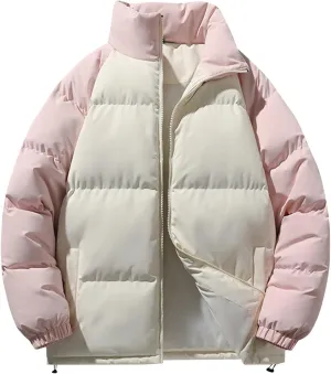 Men's Puffer Down Jacket 2024 Trendy Lightweight Puffy Jacket Full Zipper Warm Winter Down Coat Outwear with Pockets