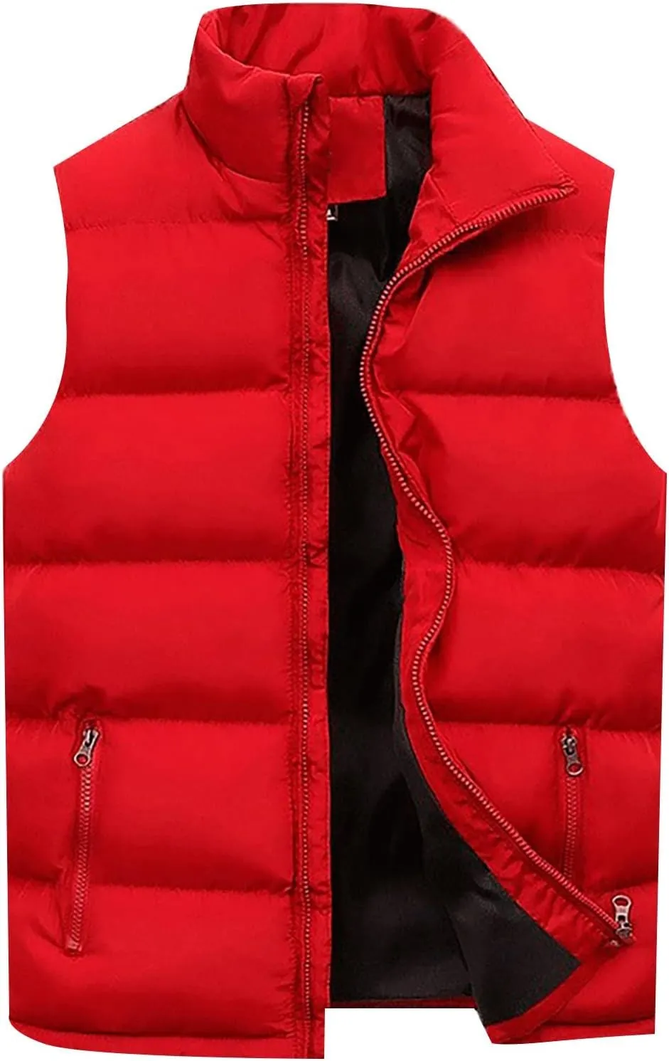 Men's Puffer Down Jackets Quilted Alternative Vest Jacket Full Zip Casual Coat Thick Windbreaker Outwear, XXXL-6XL