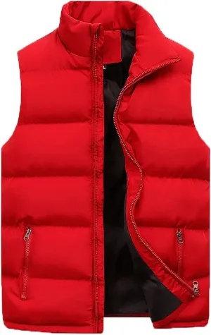 Men's Puffer Down Jackets Quilted Alternative Vest Jacket Full Zip Casual Coat Thick Windbreaker Outwear, XXXL-6XL
