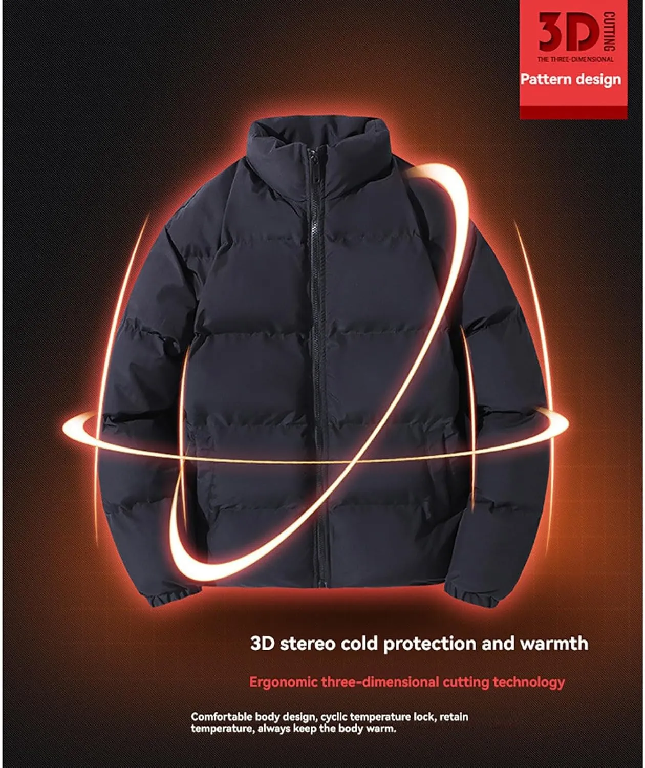 Men's Puffer Jacket Lightweight Men's Winter Thickened Solid Color Casual Lightweight Warm Winter Jackets for Men