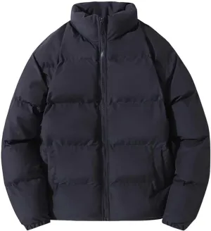 Men's Puffer Jacket Lightweight Men's Winter Thickened Solid Color Casual Lightweight Warm Winter Jackets for Men