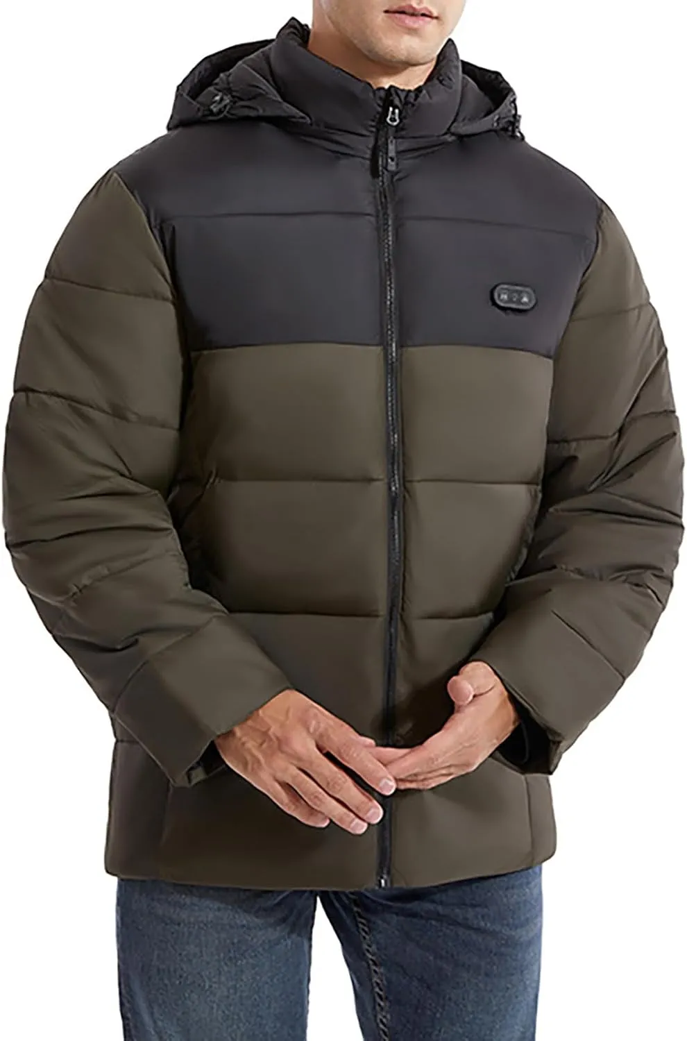 Men's Puffer Jacket Lightweight Men's Winter Thickened Solid Color Casual Lightweight Warm Winter Jackets for Men
