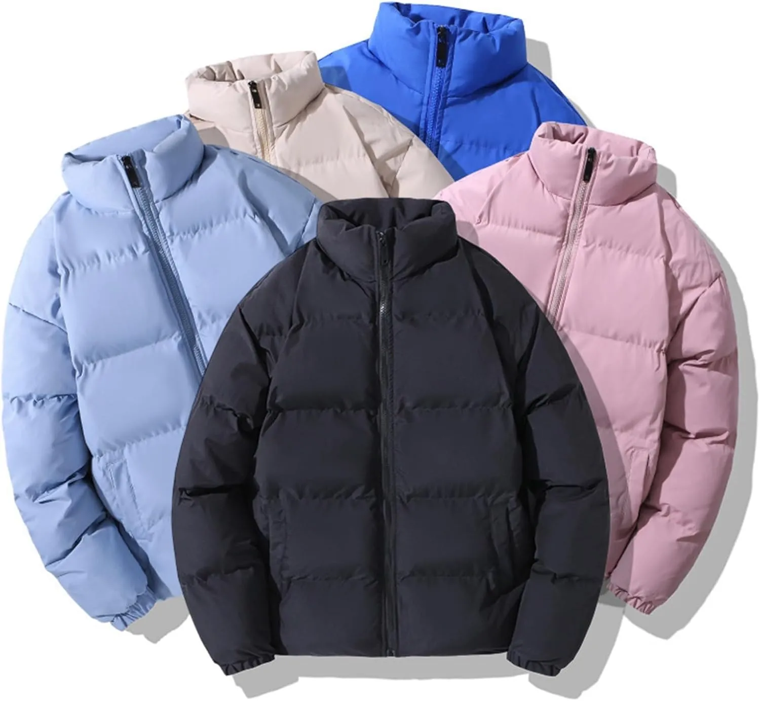 Men's Puffer Jacket Lightweight Men's Winter Thickened Solid Color Casual Lightweight Warm Winter Jackets for Men