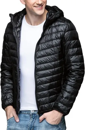 Men's Puffer Jacket Lightweight Men's Winter Thickened Solid Color Casual Lightweight Warm Winter Jackets for Men