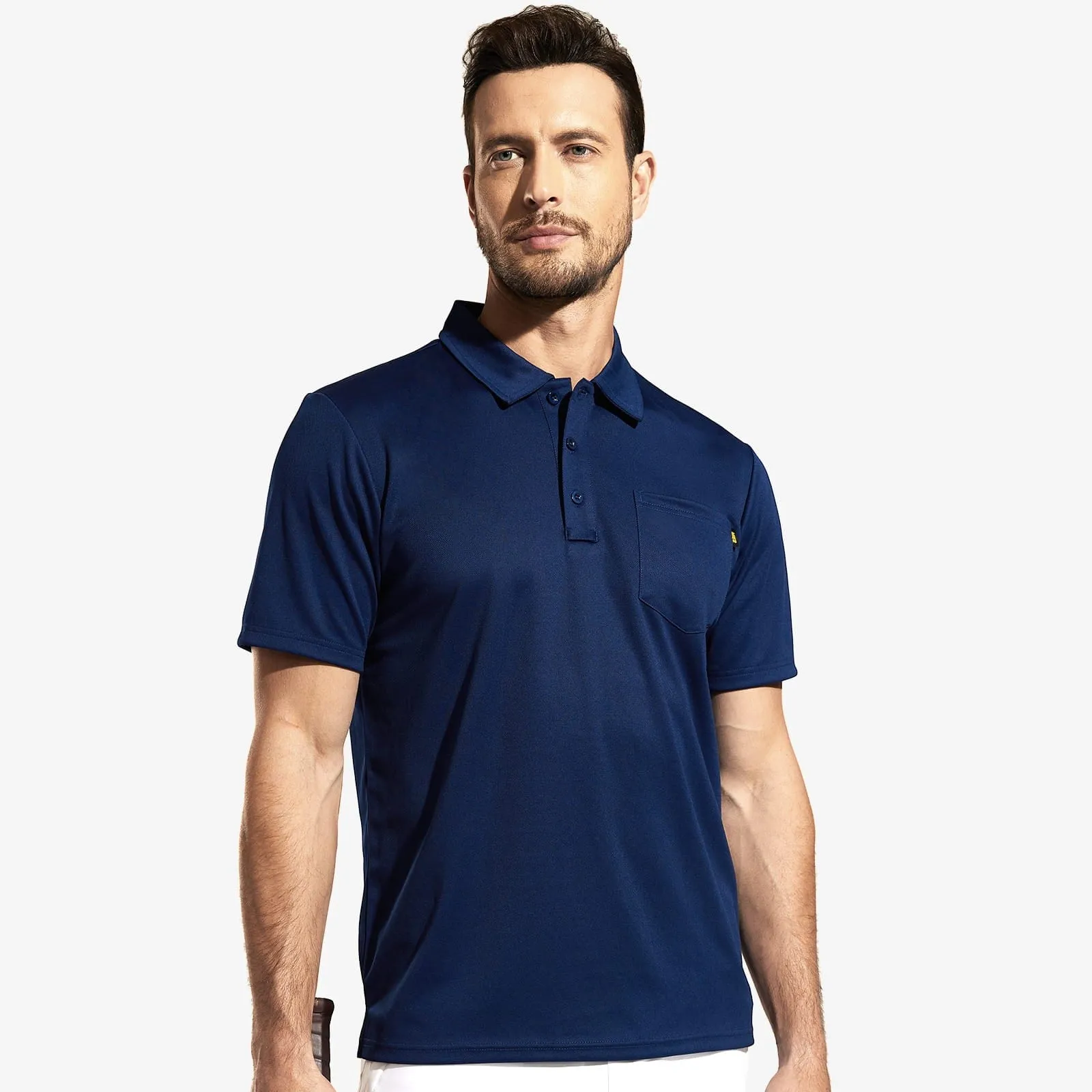 Men's Quick Dry Polo Shirts Golf Collared Shirt with Chest Pocket