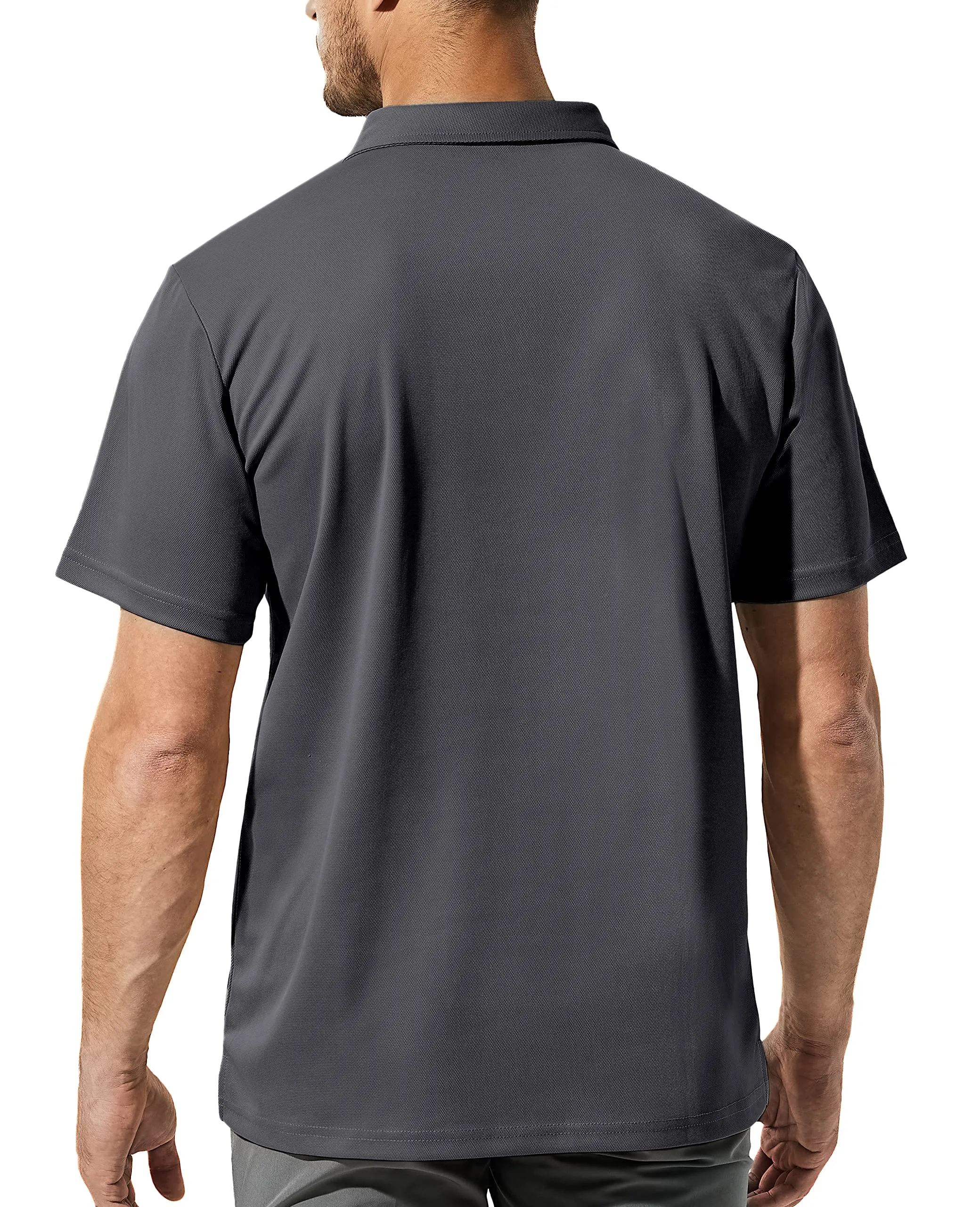 Men's Quick Dry Polo Shirts Golf Collared Shirt with Chest Pocket