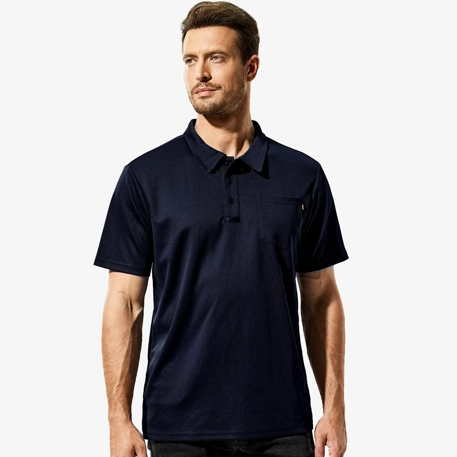 Men's Quick Dry Polo Shirts Golf Collared Shirt with Chest Pocket