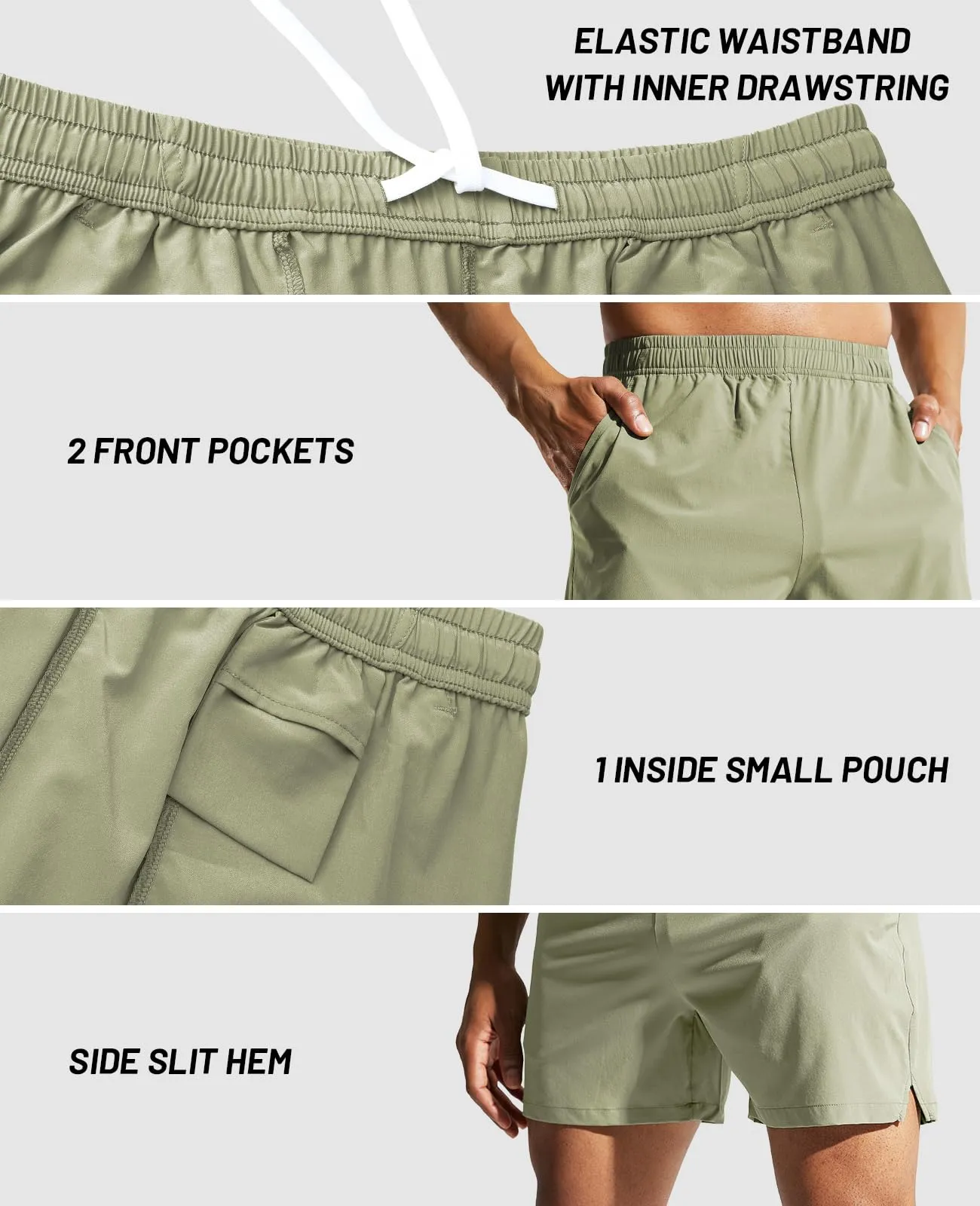 Men's Quick Dry Running Athletic Shorts with Pockets 5 Inch
