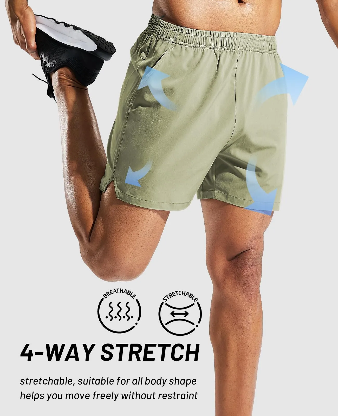 Men's Quick Dry Running Athletic Shorts with Pockets 5 Inch