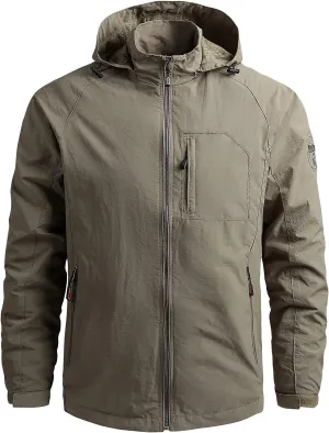 Mens Rain Jacket Waterproof with Hooded Hiking Coat Lightweight Windbreaker Raincoat Lightweight Shell Jacket