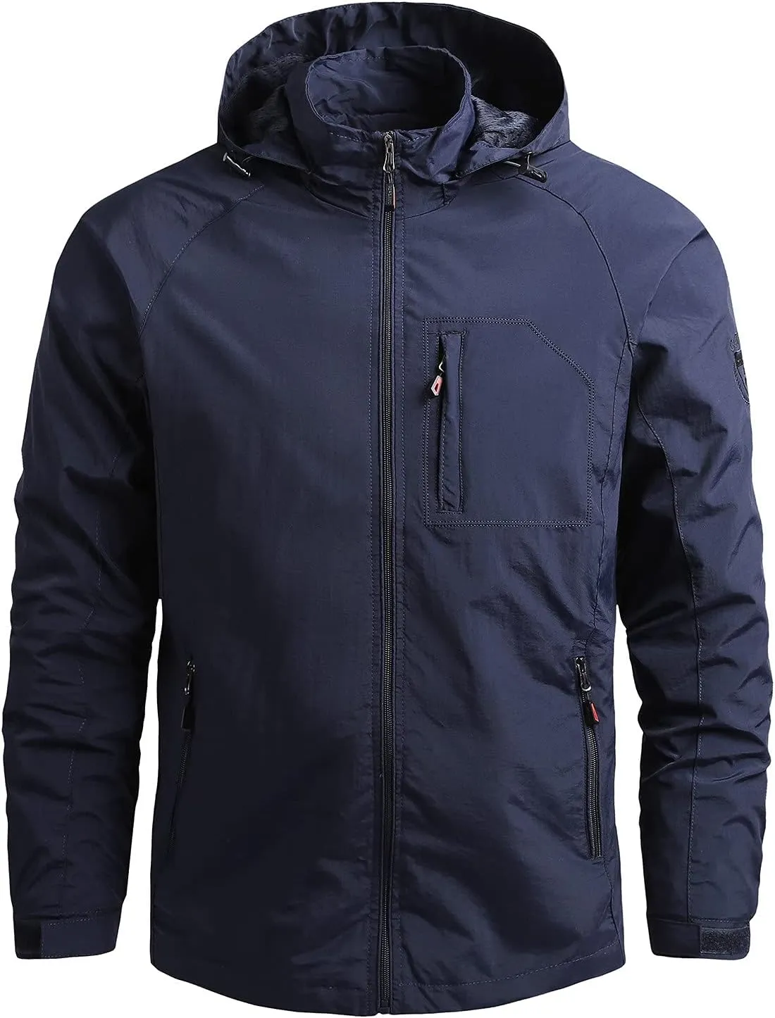 Mens Rain Jacket Waterproof with Hooded Hiking Coat Lightweight Windbreaker Raincoat Lightweight Shell Jacket