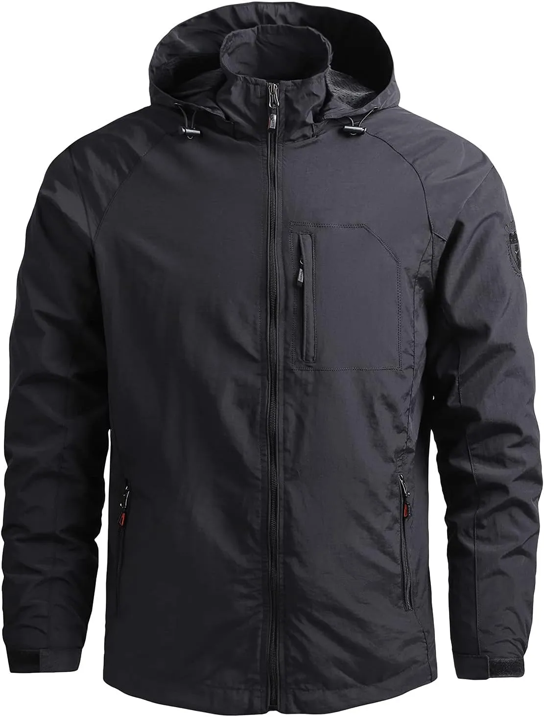 Mens Rain Jacket Waterproof with Hooded Hiking Coat Lightweight Windbreaker Raincoat Lightweight Shell Jacket