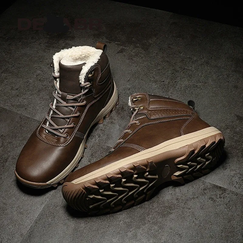 Mens Shoes 2022 Brand Winter Genuine Leather Ankle Snow Men Boots