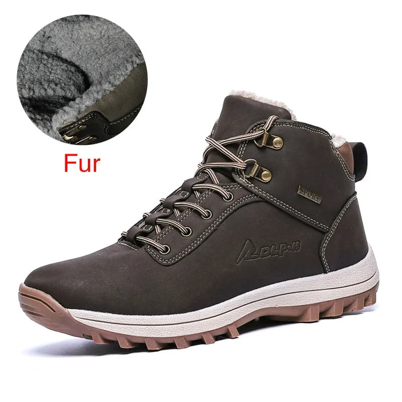 Mens Shoes 2022 Brand Winter Genuine Leather Ankle Snow Men Boots