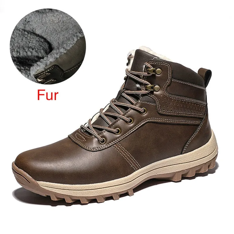 Mens Shoes 2022 Brand Winter Genuine Leather Ankle Snow Men Boots