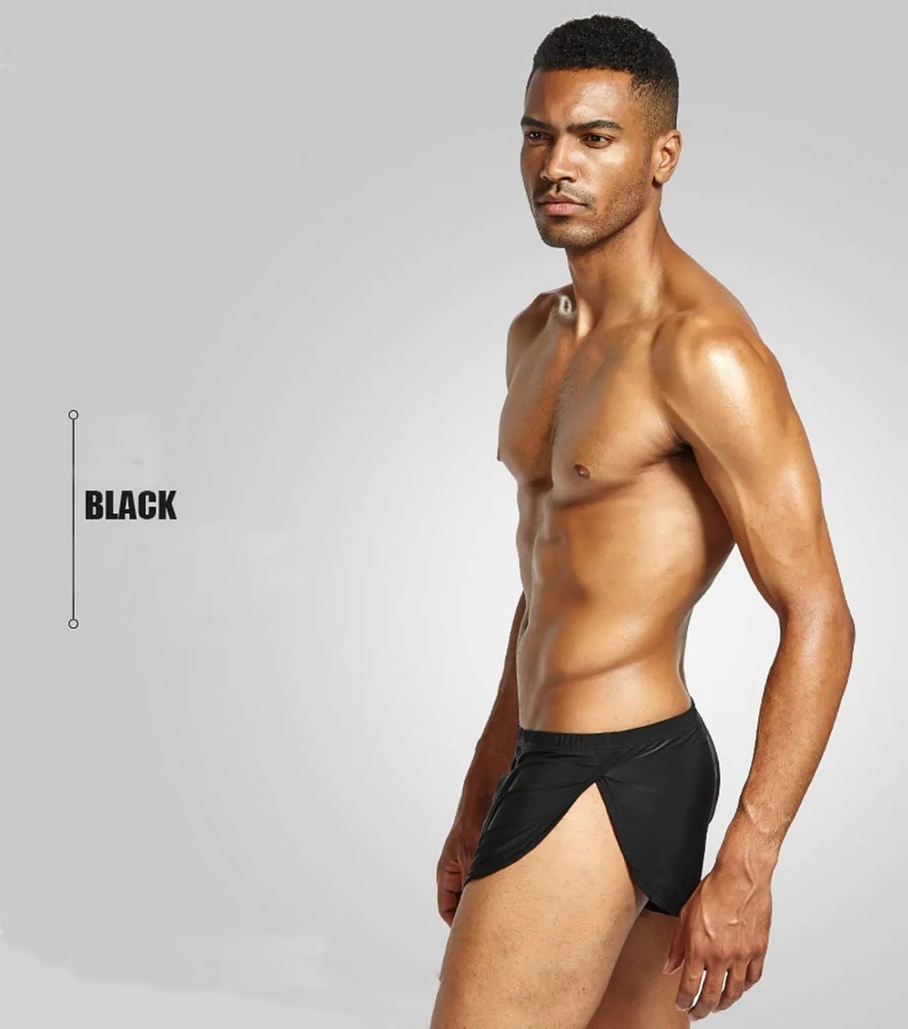 Men's Split Side Boxer Briefs Underwear Breathable Gay Underpants