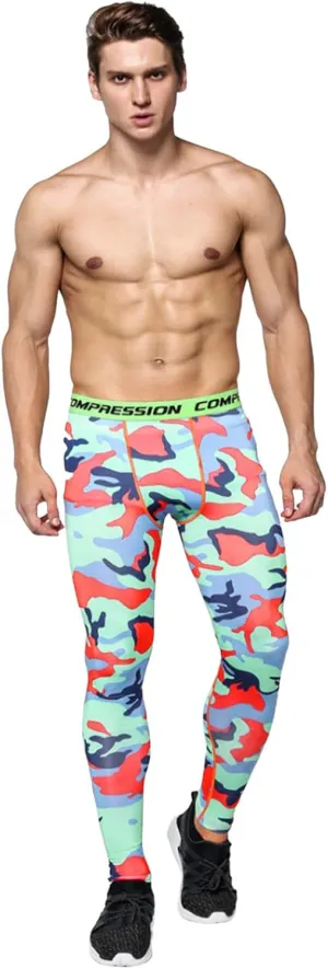 Men's Sports Compression Pants Tights Baselayer Workout Cool Dry Long Running Leggings Breathable Sports Tights Pants