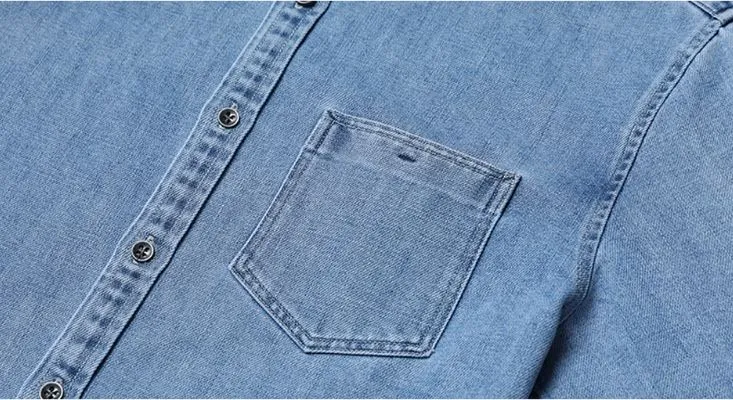 Men's Spring Denim With Pocket Shirt