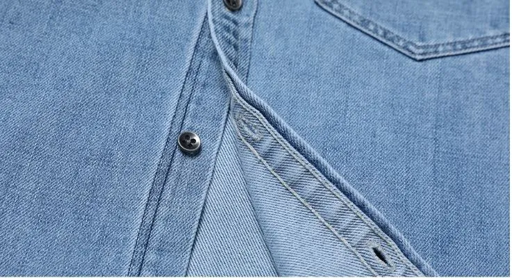 Men's Spring Denim With Pocket Shirt