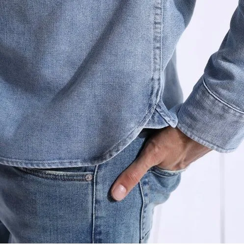 Men's Spring Denim With Pocket Shirt