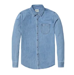 Men's Spring Denim With Pocket Shirt