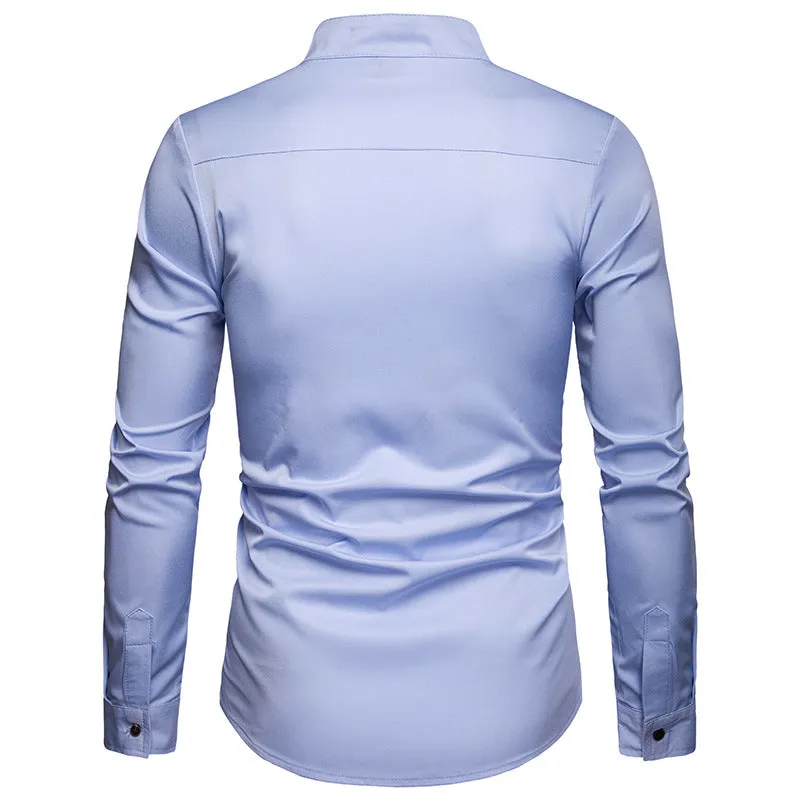 Men's Spring Long Sleeved Shirt With Collar
