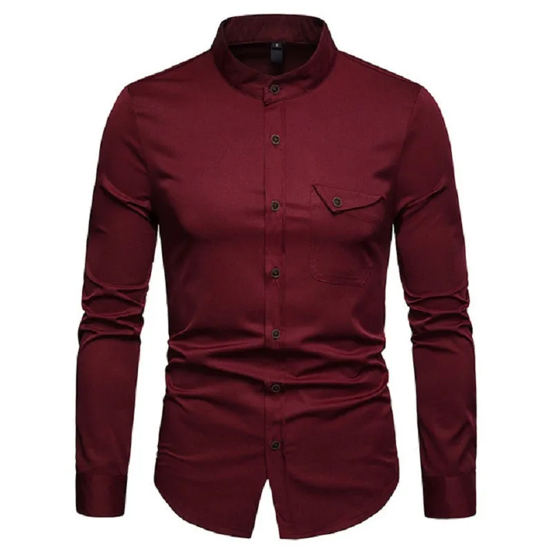 Men's Spring Long Sleeved Shirt With Collar